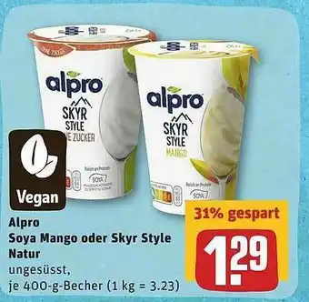 REWE Alpro Soya Mango Oder Skyr Style Natur Angebot