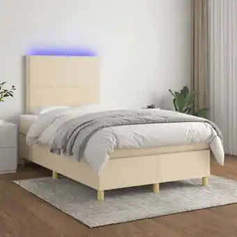 ManoMano Boxspringbett，Schlafzimmerbett mit Matratze & LED Creme 120x200 cm Stoff vidaXL379115 Angebot