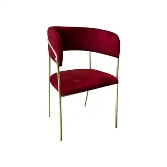 ManoMano Eleganter dunkelroter Stoffschalensessel mit goldener Struktur - 52 x 49 x 78 cm Angebot