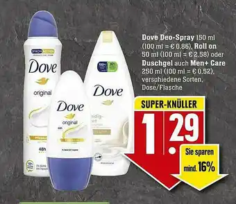 Scheck-in-Center Dove Deo-spray Roll On Oder Duschgel Auch Men+care Angebot