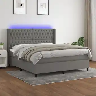 ManoMano Boxspringbett,Doppelbett mit Matratze & led Dunkelgrau 180x200 cm Stoff vidaXL Angebot