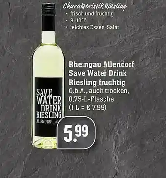 Scheck-in-Center Rheingau Allendorf Save Water Drink Riesling Fruchtig Angebot