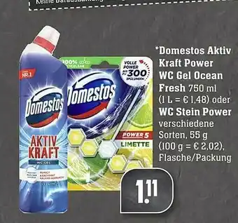 Scheck-in-Center Domestos Aktiv Kraft Power Wc Gel Ocean Fresh Oder Wc Stein Power Angebot