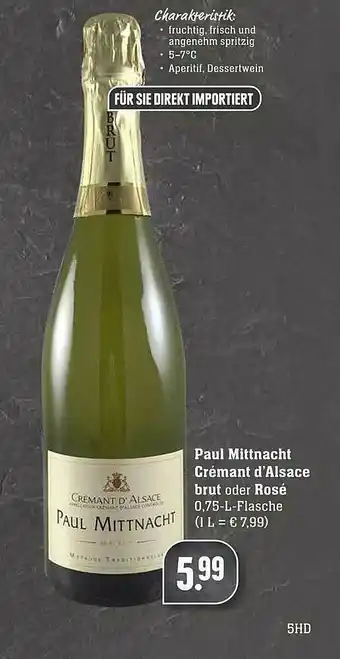 Scheck-in-Center Paul Mittancht Crémant D'alsace Brut Oder Rosé Angebot