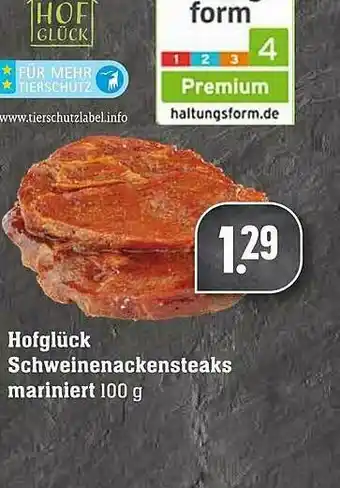 Scheck-in-Center Hofglück Schweinenackensteaks Mariniert Angebot