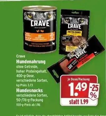 Wasgau Crave Hundenahrung, Hundesnacks Angebot