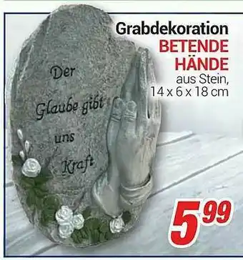 CENTERSHOP Grabdekoration Betende Hände Angebot