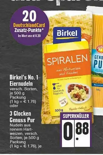 Edeka Birkel's No.1 Eiernudeln Oder 3 Glocken Genuss Pur Angebot