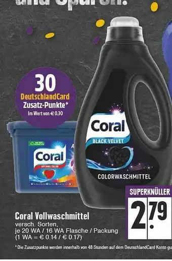 Edeka Coral Vollwaschmittel Angebot