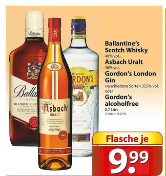 Famila Nord Ost Ballantine's Scotch Whisky,asbach Uralt, Gordon's London Gin Oder Gordon's Alcoholfree Angebot