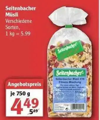 Globus Seitenbacher Müsli Angebot