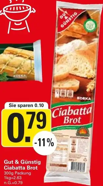 WEZ Gut & Günstig Ciabatta Brot 300 g Packung Angebot