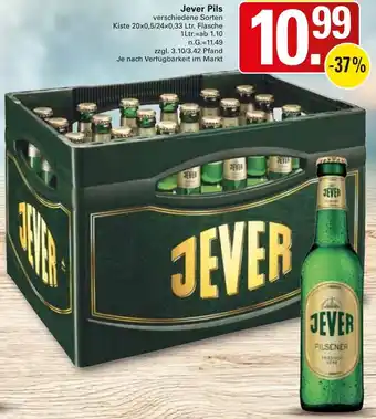 WEZ Jever Pils Kiste 20x0,5/24x0,33 Ltr. Flasche Angebot