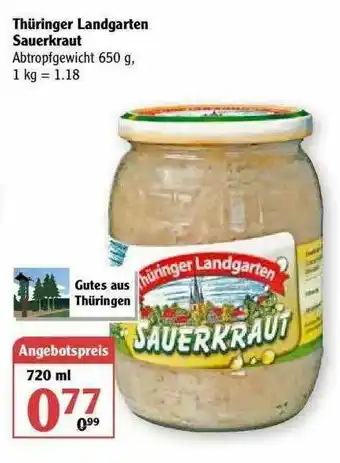 Globus Thüringer Landgarten Sauerkraut Angebot