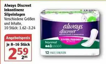 Globus Always Discreet Inkontinenz Slipeinlagen Angebot