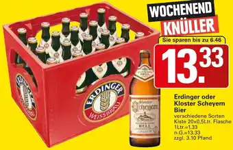 WEZ Erdinger oder Kloster Scheyern Bier Kiste 20x0,5Ltr. Flasche Angebot