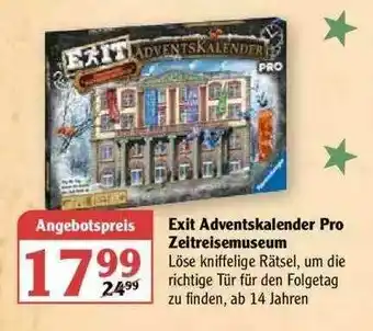 Globus Exit Adventskalender Pro Zeitreisemuseum Angebot