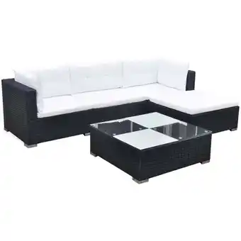 ManoMano 5-tlg. Garten-Lounge-Set，Gartenmöbel-Set mit Kissen Poly Rattan Schwarz vidaXL Angebot