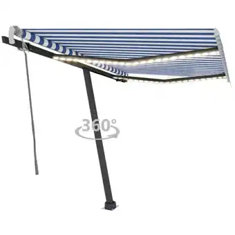 ManoMano Gelenkarmmarkise,Windfest Sonnenmarkise mit led 350x250 cm Blau und Weiß vidaXL Angebot