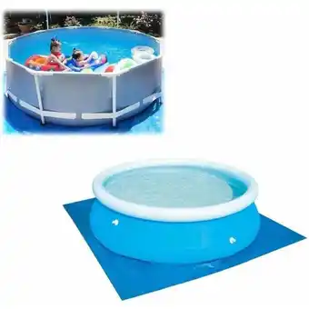 ManoMano Quadratische Pool-Bodenmatte, langlebige blaue Plane, wasserdichte, verschleißfeste, faltbare Bodenmatte für oberirdische Poo Angebot