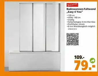 Globus Baumarkt Trendline Badewannen-faltwand „easy4you” Angebot