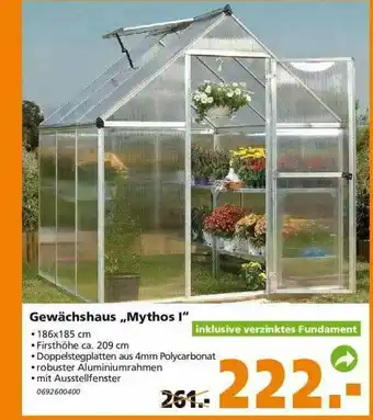 Globus Baumarkt Gewächshaus „mythos I” Angebot