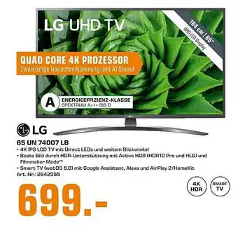 Saturn LG 4K IPS LCD TV 65 UN 74007 LB Angebot