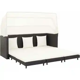 ManoMano Ausziehbares 3-Sitzer-Schlafsofa, Schlafcouch, Sofabett, Wohnzimmersofa mit Dach Poly Rattan Schwarz WFV2044 Maisonchic Angebot