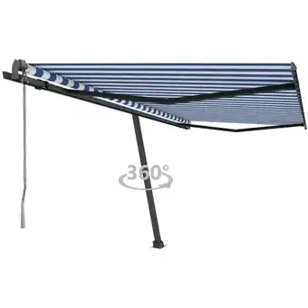 ManoMano Standmarkise Automatisch, Freistehende Markise, Gartenpavillon 450x300 cm Blau/Weiß KLI98282 Maisonchic Angebot