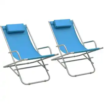 ManoMano 2er Set Schaukelstühle Relaxstühle Liegesessel Stahl Blau DE44702 Angebot