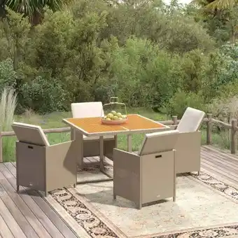 ManoMano 5-tlg. Garten-Essgruppe Gartenmöbel Set Terrassen/Balkon/Outdoor-Essgruppe mit Kissen Poly Rattan Beige ETHJ562185 Maisonchic Angebot