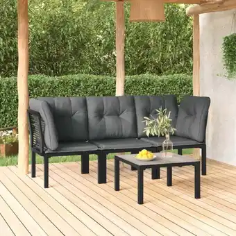 ManoMano Maisonchic - 4-tlg. Garten-Lounge-Set Gartenmöbel-Set Terrassen-Sitzgruppe Schwarz und Grau Poly Rattan ZDEH16850 Angebot