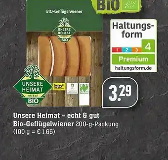 E-Center Unsere Heimat - Echt & Gut Bio-geflügelwiener Angebot