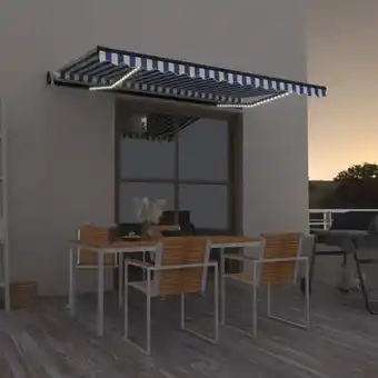 ManoMano Automatische Markise mit led & Windsensor, Gelenkarmmarkise, Sonnenmarkise 450x350 cm Blau/Weiß KLI10439 Maisonchic Angebot