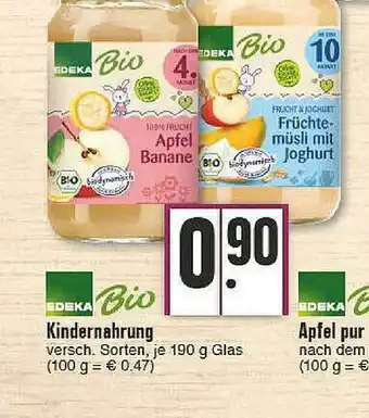 E-Center Edeka Bio Kindernahrung Apfel Pur Angebot