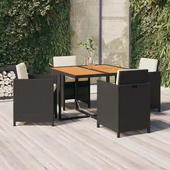 ManoMano 5-tlg. Garten-Essgruppe Gartenmöbel Set Terrassen/Balkon/Outdoor-Essgruppe mit Kissen Poly Rattan Schwarz ETHJ892336 Maisonch Angebot