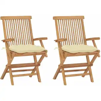 ManoMano 2 Stk. Gartenstühle Garten Balkon Terrasse Outdoor Sessel Gartenmöbel mit Cremeweißen Kissen Massivholz Teak BZRBD707411 Mais Angebot