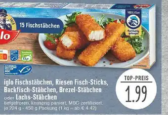 Edeka Iglo Fischstäbchen, Riesen Fisch-sticks, Backfisch-stäbchen Brezel-stäbchen Oder Lachs-stäbchen Angebot