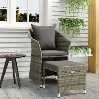 ManoMano Maisonchic - 2-tlg. Garten-Lounge-Set Gartenmöbel-Set Terrassen-Sitzgruppe mit Kissen Grau Poly Rattan ZDEH50870 Angebot