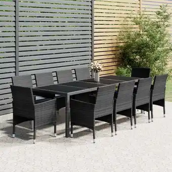 ManoMano Bonnevie - 11-tlg. Gartenmöbel Set Sitzgruppe Garten mit Tisch und Stühlen - Poly Rattan Grau BV236947 Angebot