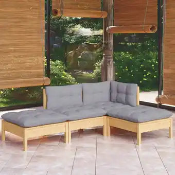 ManoMano Bonnevie - 4-tlg. Garten-Lounge-Set,Gartenmöbel-Set mit Grauen Kissen Kiefer Massivholz vidaXL761036 Angebot