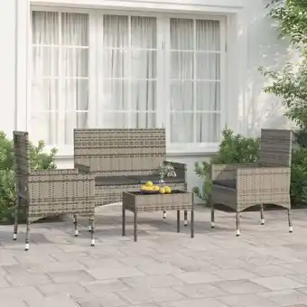 ManoMano Maisonchic - 4-tlg. Garten-Lounge-Set Gartenmöbel-Set Terrassen-Sitzgruppe mit Kissen Grau Poly Rattan ZDEH90318 Angebot