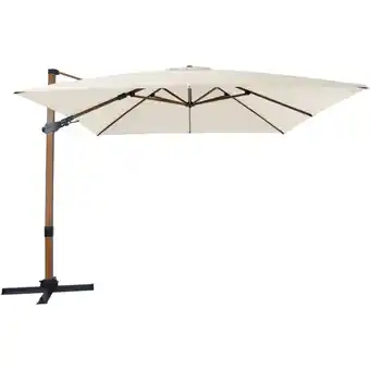 ManoMano AXI Apollo Premium Ampelschirm Rechteckig 300x300 cm in Holz Look / Beige Sonnenschirm für Garten / Terrasse mit Aluminium Ra Angebot