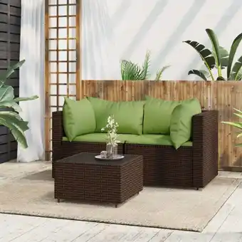 ManoMano Bonnevie - 3-tlg. Garten-Lounge-Set,Gartenmöbel-Set mit Kissen Braun Poly Rattan vidaXL Angebot