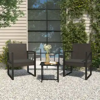 ManoMano Maisonchic - 3-tlg. Garten-Lounge-Set Gartenmöbel-Set Terrassen-Sitzgruppe mit Kissen Schwarz Poly Rattan ZDEH41374 Angebot