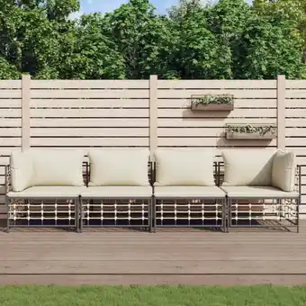 ManoMano 4-tlg. Garten-Lounge-Set, Gartenmöbel, Sitzgruppe Gartenset mit Kissen Anthrazit Poly Rattan LLOAQ528507 Maisonchic Angebot