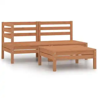 ManoMano Maisonchic - 3-tlg. Garten-Lounge-Set Gartenmöbel-Set Terrassen-Sitzgruppe Massivholz Kiefer Honigbraun ZDEH25287 Angebot