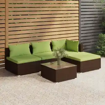 ManoMano 5-tlg. Garten-Lounge-Set,Gartenmöbel-Set mit Kissen Poly Rattan Braun vidaXL Angebot