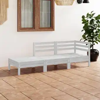 ManoMano Maisonchic - 3-tlg. Garten-Lounge-Set Gartenmöbel-Set Terrassen-Sitzgruppe Weiß Massivholz Kiefer ZDEH71808 Angebot