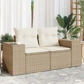 ManoMano Bonnevie - Gartensofa mit Kissen 2-Sitzer Beige Poly Rattan vidaXL409450 Angebot